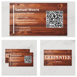 Carte De Visite Générateur de code QR Modèle de charpentier