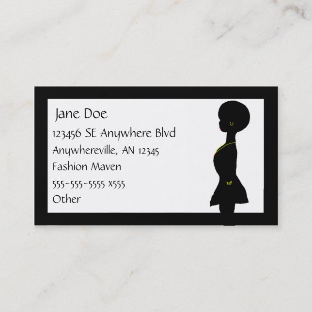 Carte de visite génial de silhouette de femme (Devant)