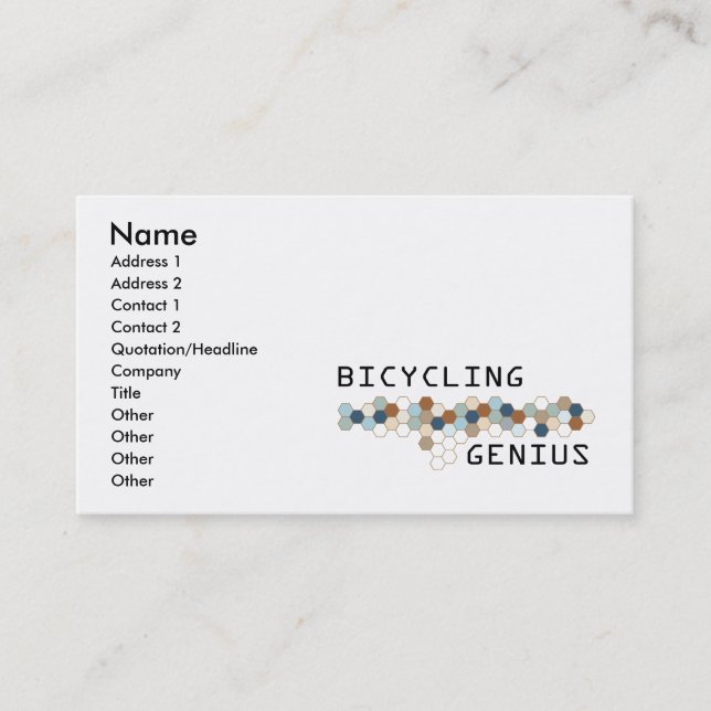 Carte De Visite Génie allant à vélo (Devant)