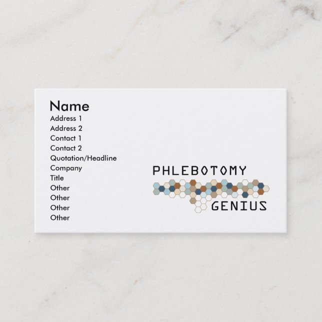Carte De Visite Génie de Phlebotomy (Devant)