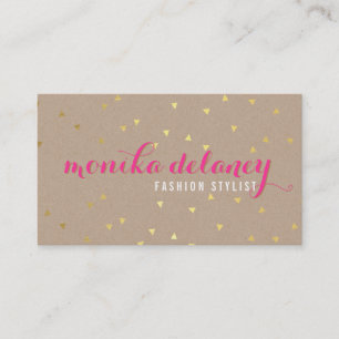 Carte De Visite GEO CONFETTI GOLD chic kraft rose vif