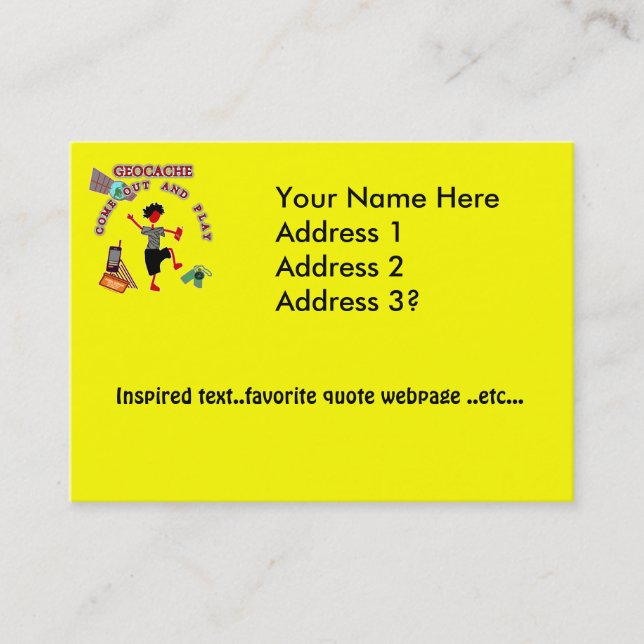 Carte De Visite Geocache sortent et jouent (Devant)