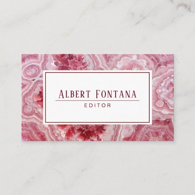 Carte De Visite Géode minimaliste des cristaux roses (Devant)