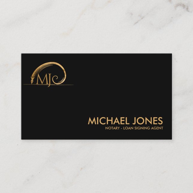 Carte De Visite Géométrie Sacrée Stylo d'encre spirale dorée (Devant)