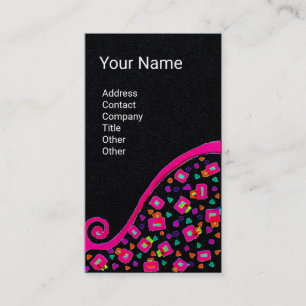 Carte De Visite GEOMÉTRIQUE DÉCO MONOGRAM rose Fuchsia Livre noir