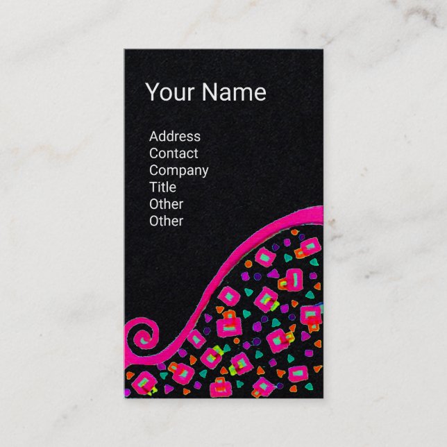 Carte De Visite GEOMÉTRIQUE DÉCO MONOGRAM rose Fuchsia Livre noir (Devant)