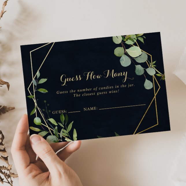 Carte De Visite Géométrique Gold Blue Green Devinez combien de car (Créateur téléchargé)