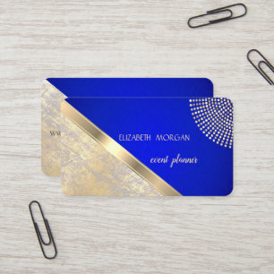 Carte De Visite Géométrique Moderne, Abstrait Faux Or Bleu Royal