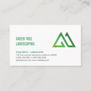 Carte De Visite Géométrique verte   Logo naturel stylisé