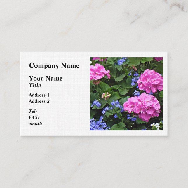 Carte De Visite Geraniums et Periwinkle (Devant)