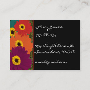 Carte De Visite Gerber Daisies Plum Orange Turquoise Rouge & Lime