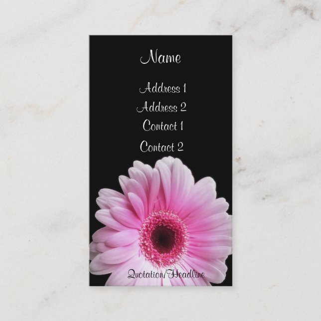 Carte De Visite Gerbera rose - customisé (Devant)