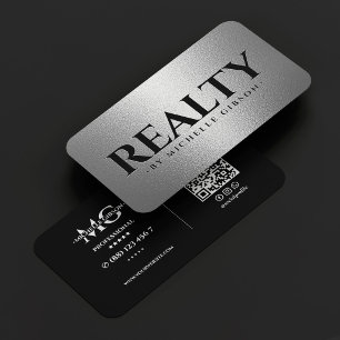 Carte De Visite Gestionnaire de biens immobilier Realtor Argent No