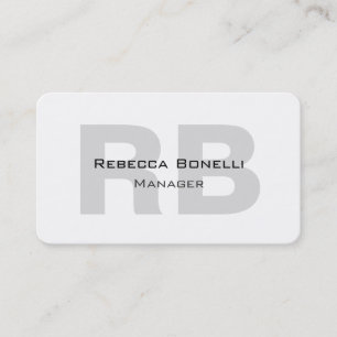 Carte De Visite Gestionnaire unique de monogramme gris blanc