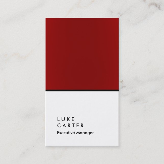 Carte De Visite Gestionnaire vertical élégant rouge blanc noir cla (Devant)
