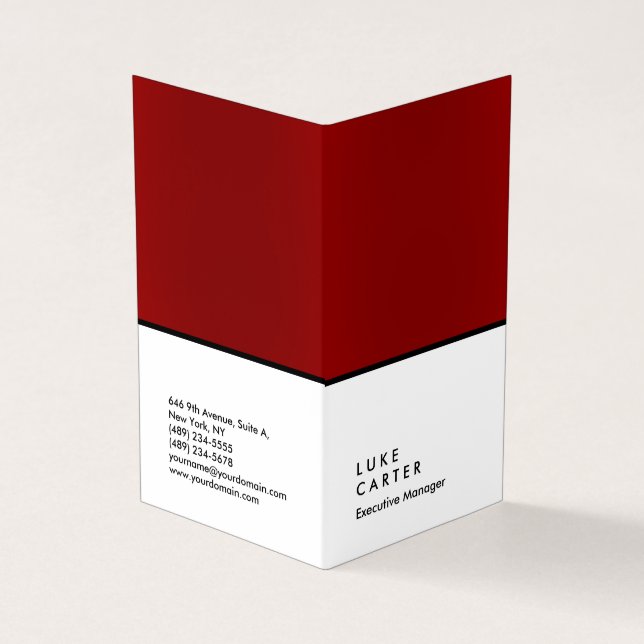Carte De Visite Gestionnaire vertical élégant rouge blanc noir cla (Extérieur)