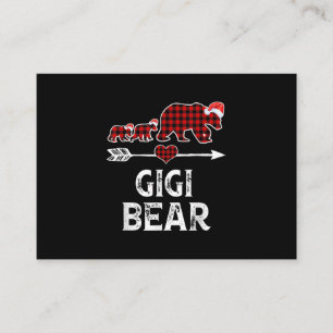 Carte De Visite Gigi Bear Pajama Red Plaid Buffalo