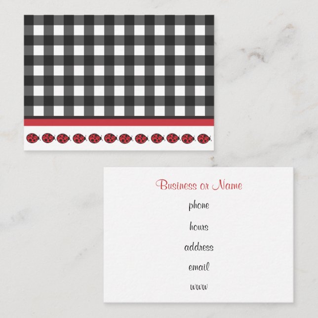 Carte de visite Gingham coccinelle (Devant / Derrière)