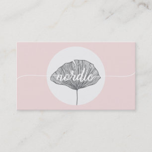 Carte De Visite Gingko botanique organique rose de Minimalistic