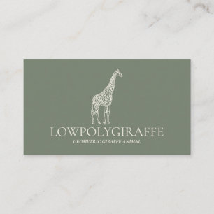 Carte De Visite Girafe Animal Crème de Sauge Verte Lowpoly