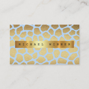 Carte De Visite Giraffe Animal Peau Safari Vip Golden Blue Foil