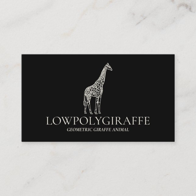 Carte De Visite Giraffe de Crème Noire Animal Lowpoly (Devant)