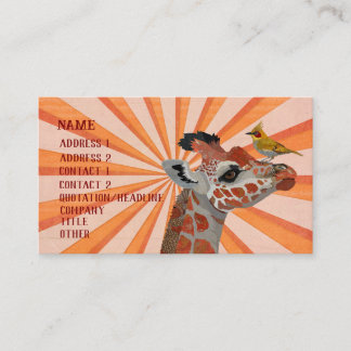 CARTE DE VISITE GIRAFFE & OISEAU D'OR