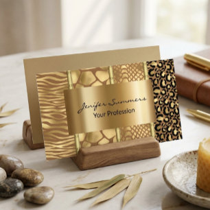 Carte De Visite Giraffe sauvage Tigre de serpent Zebra Gold Imprim