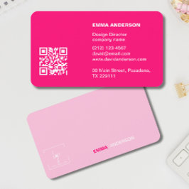 Carte De Visite Girl Bold PINK Qr Code Professionnel Logo Entrepri