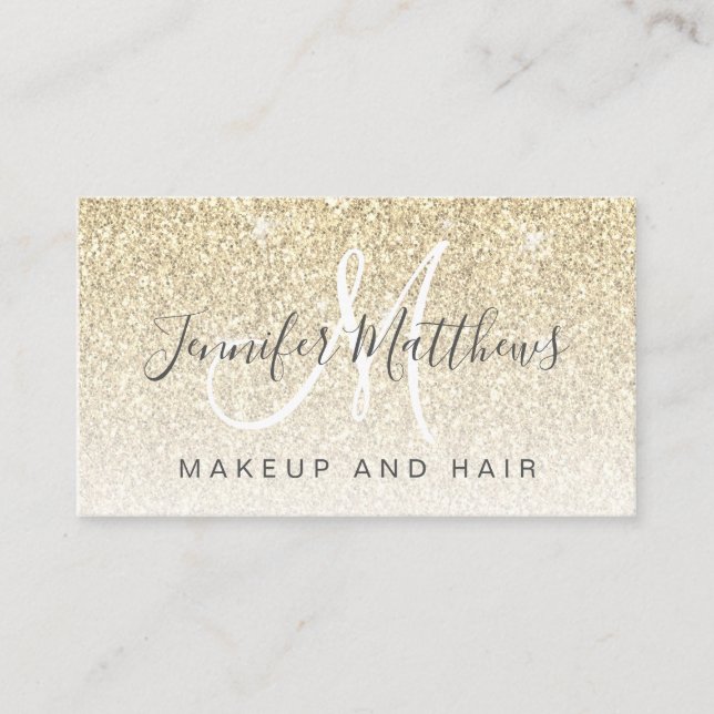 Carte De Visite Girl Glam Gold Parties scintillant maquillage arti (Devant)