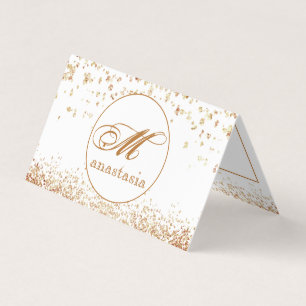 Carte De Visite Girls Brownish Glittery Luxury Monogram Salon