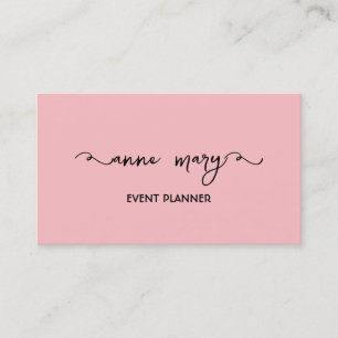Carte De Visite Girly Blush Pink tendance Calligraphie Planificate