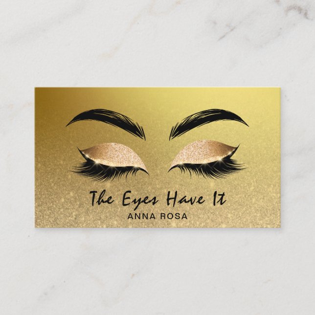 Carte De Visite *~* Girly Gold Golden Lashes Extensions Brows (Devant)