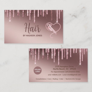 Carte De Visite Girly Hair Styliste Heart Parties scintillant Cart