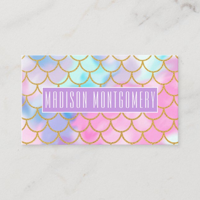 Carte De Visite Girly Pastel Ombre Gold Parties scintillant Nom de (Devant)