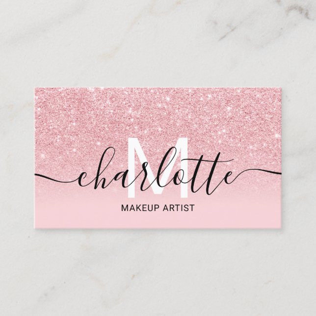 Carte De Visite Girly rose parties scintillant ombre scintille nom (Devant)