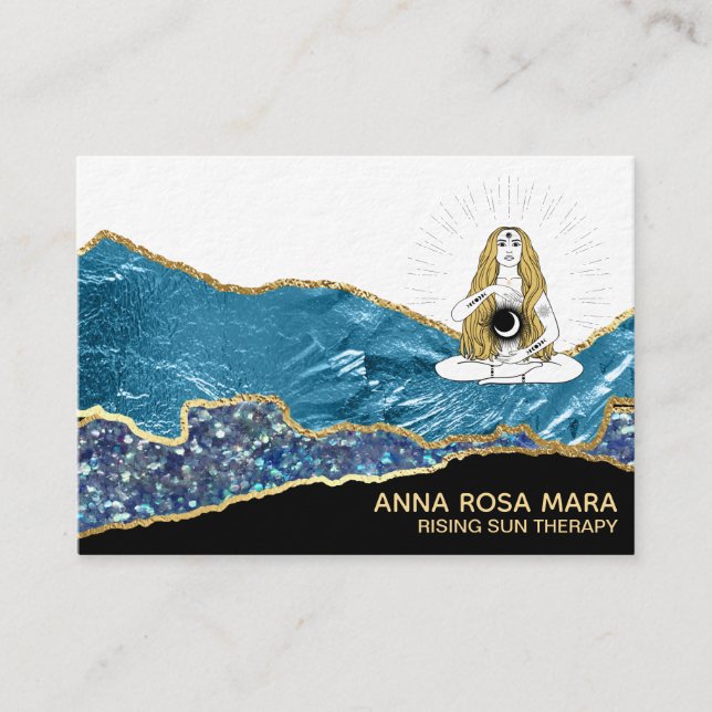 Carte De Visite *~* Glam Beach Moon Goddess Gold Parties scintilla (Devant)