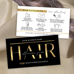 Carte De Visite Glam Black Gold Prolongations de cheveux Instructi