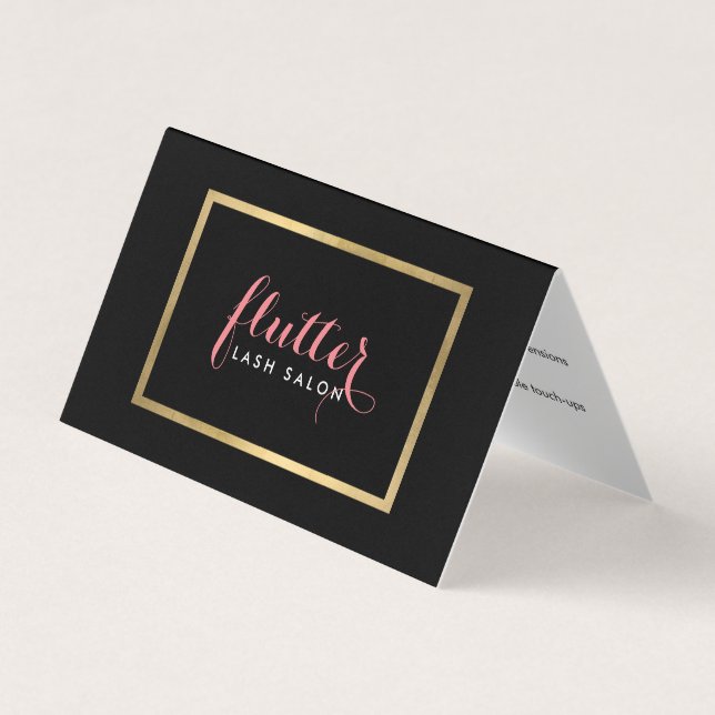 Carte De Visite Glam Black Rose Gold Lash Salon Aftercare (Devant)