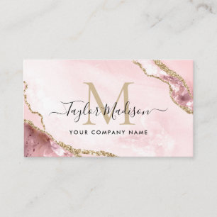 Carte De Visite Glam Blush or rose Parties scintillant marbre Agat