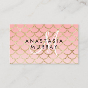 Carte De Visite Glam Blush Pink Gold Mermaid Parties scintillant N