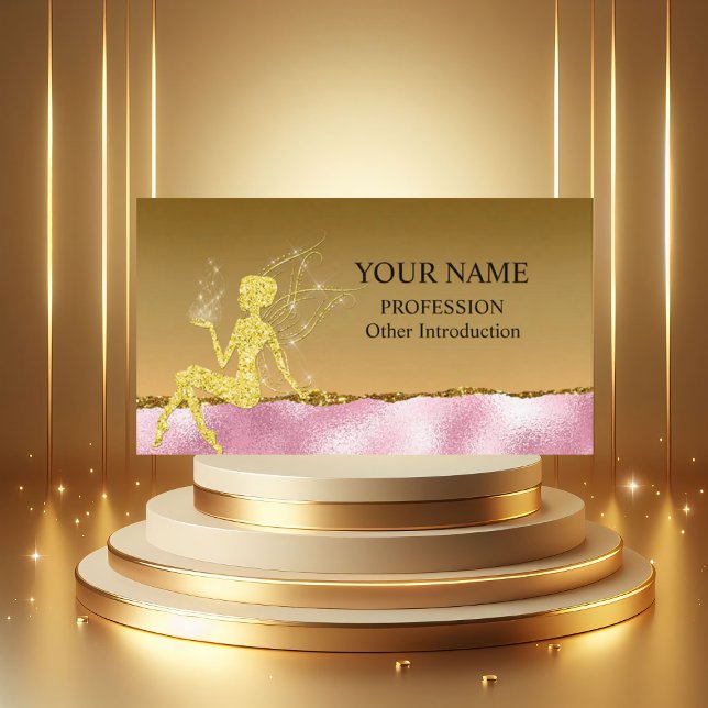 Carte De Visite Glam Blush Pink Gold Parties scintillant Fairy (Créateur téléchargé)