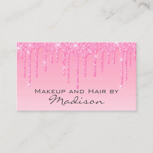 Carte De Visite Glam Blush Rose Parties scintillant Drives Artiste (Devant)