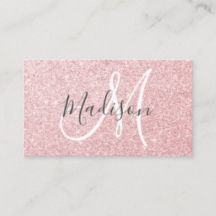 Carte De Visite Glam Blush Rose Rose Parties scintillant or étince