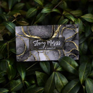 Carte De Visite Glam Chic QR Code Or Noir & Blanc