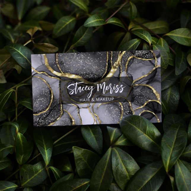 Carte De Visite Glam Chic QR Code Or Noir & Blanc (Créateur téléchargé)