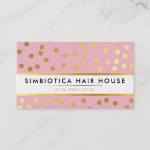 Carte De Visite GLAM CONFETTI moderne point motif or rose pâle