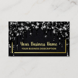 Carte De Visite Glam Driving Black Parties scintillant Gold Média