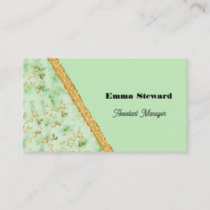 Carte De Visite Glam en marbre vert Or et brillant