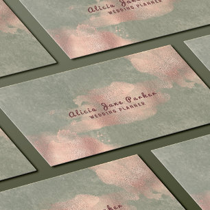 Carte De Visite Glam Faux Rose Gold Copper Foil   Wedding planner